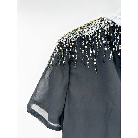 Mac Duggal 55704 Black Sequined Embellished Shoulder Evening Gown 16 NEW - Picture 8 of 9